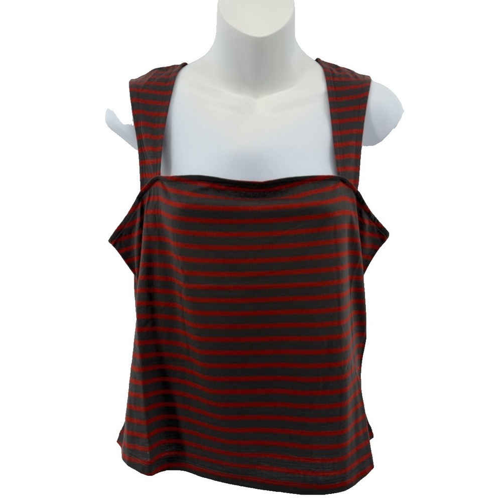 Articles Of Society Womens Striped Tank Top Gray Red Large Nordstrom - NWT